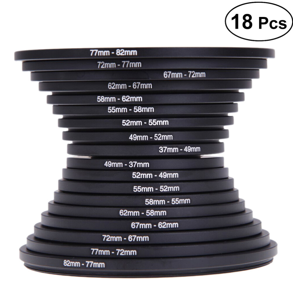 18Pcs Camera Filter Adapter Set Lens 37-82mm Step Up Down Accessories for Canon