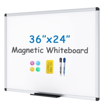 VIZ-PRO Dry Erase Board, Magnetic Whiteboard with 1 Eraser 2 Markers 4 Magnets