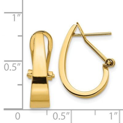 Pre-owned Skyjewelers Real 14kt Yellow Gold Polished J-hoop Omega Back Post Earrings