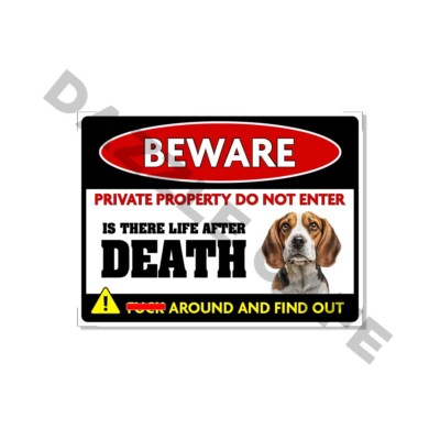 Beware Private Property Beagle Decor Dog Lovers 4.5x6 Decals 2 Pack
