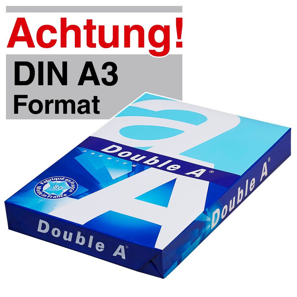 DOUBLE A Premium Papier A3 10000 Blatt weiss CIE150 80g holzfrei matt groß