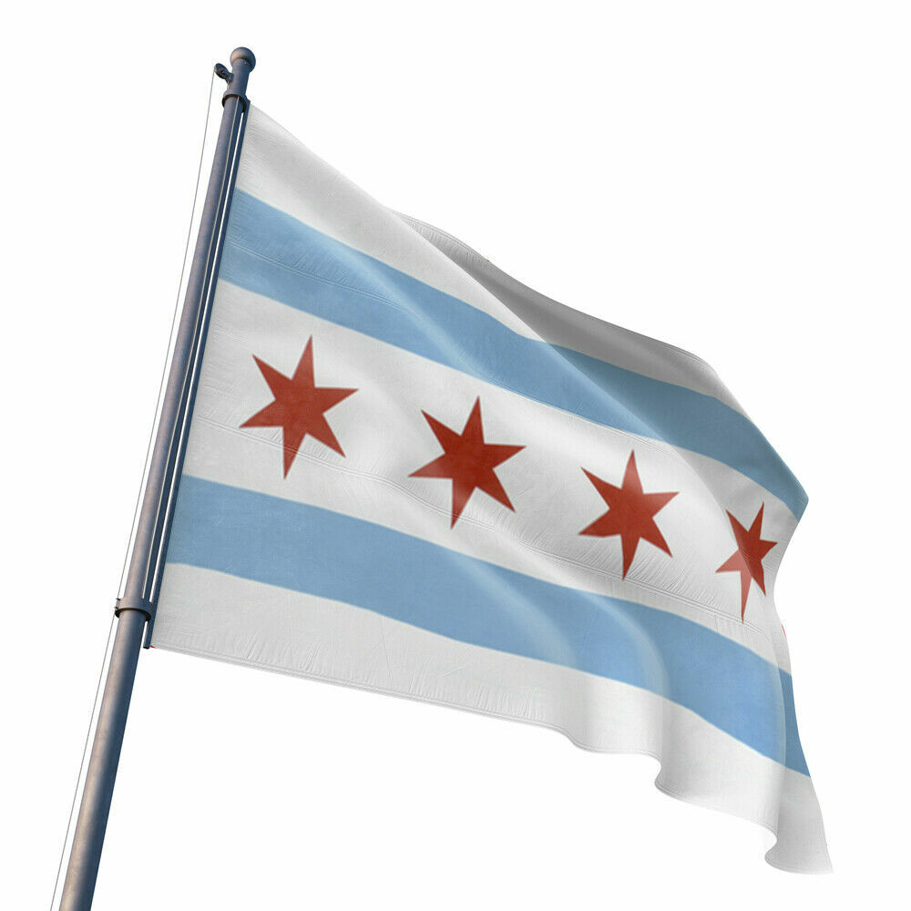 洋楽 \"Grand  Guaranteed Shop\"Big flag Chicago City Flag 2.5x4FT Embroidered 300D Polyester