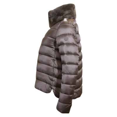 Pre-owned Save The Duck Mei Women's Puffer Jacket Quilted Long Sleeve Mud Grey Size: S