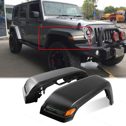 Front Fender Flares W/ Lights Fit For 2007-2017 Jeep Wrangler JK Replacement