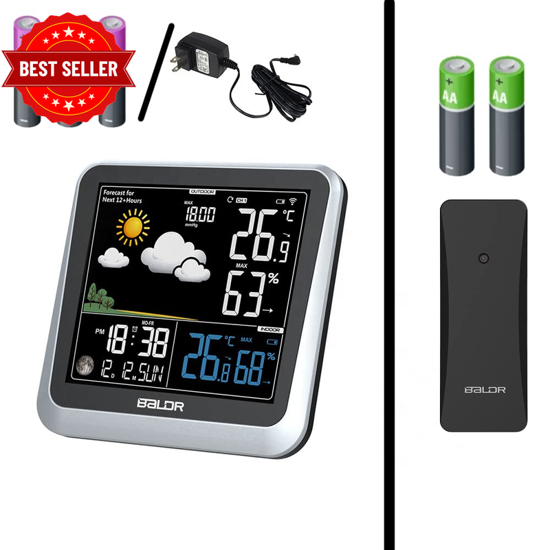 Wireless Digital Colour Weather Station with Moon Phase by EPRO with Indoor and