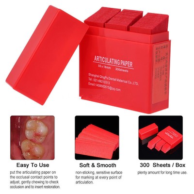 300 Sheet Dental Articulating Paper Thin Double Sided Teeth Care Strips Blue/Red