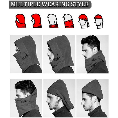 Fleece Balaclava Windproof Ski Face Mask Men Women Kids Thermal Dual-Layer Hat