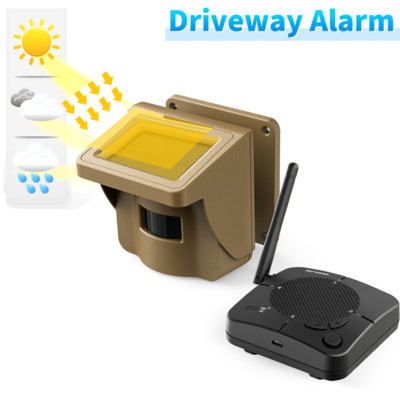 Solar Wireless Driveway Alarm System 1/2 Mile Motion Sensor PIR Detector IP66