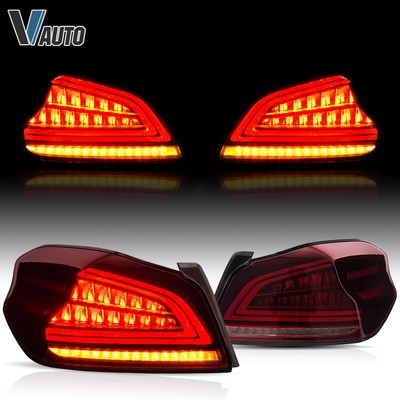 VLAND Red Clear Lens Full LED Tail Lights For Subaru WRX &WRX STI 2014-2021 2PCS