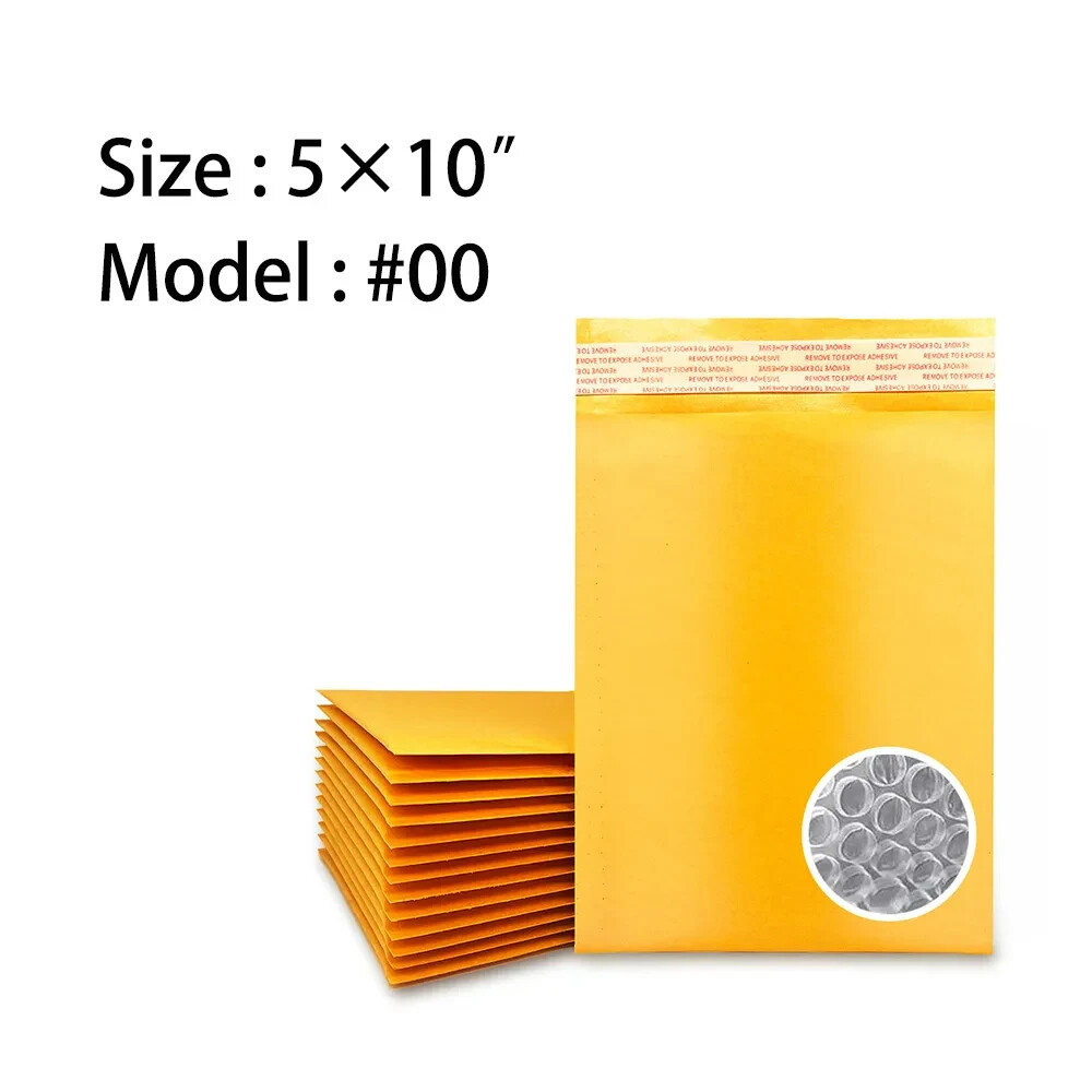 Coolpkg 250pcs #00 5x10 Kraft Bubble Padded Shipping Envelopes Mailers 5*10