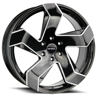 24x10 Strada S65 Coltello 6x5.5/6x139.7 24 Black Milled Edge Wheels Rims Set(4)