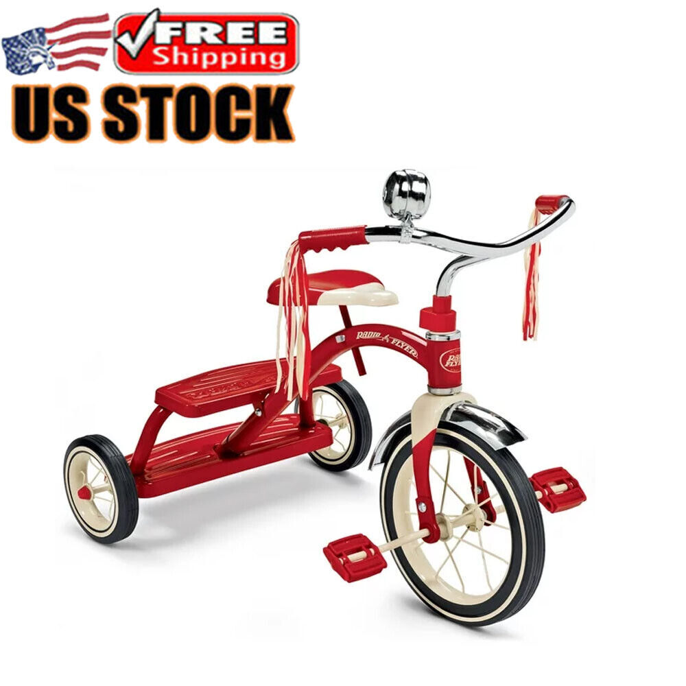 Classic Red Dual Deck Tricycle 12 in Front Wheel Steel Frame