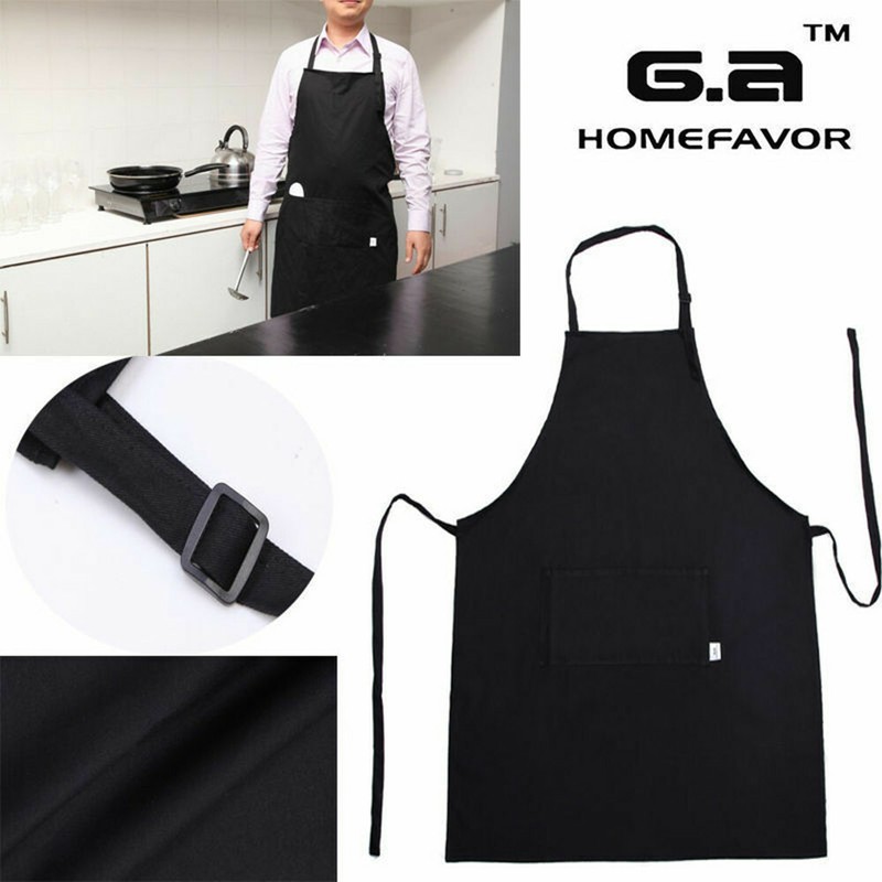 Schürze Kochschürze Latzschürze Grillschürze Kochen Backen Schwarz 100%Baumwolle