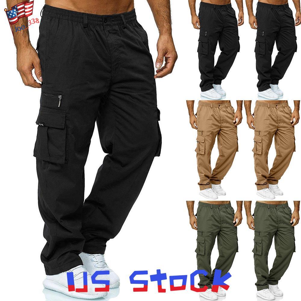 Multi Pockets Elastic Waist Trousers Bottoms