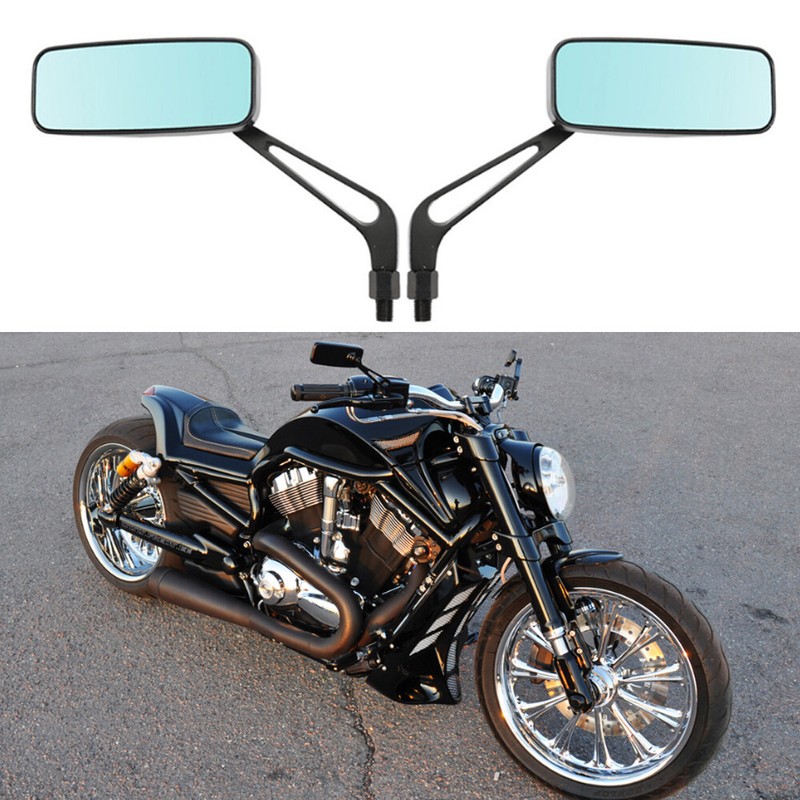 Rectangle Black Motorcycle Mirrors For HarleyDavidson Night Rod Street