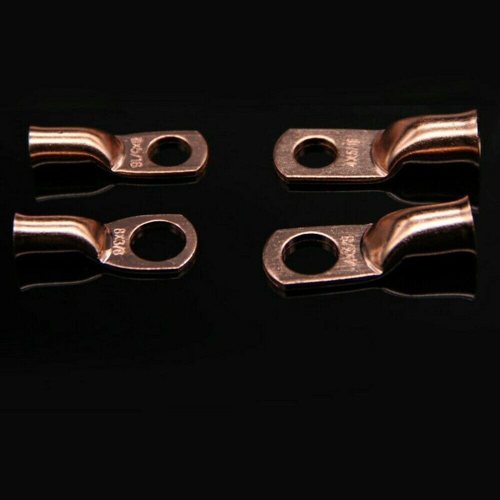 30Pcs 3/8" 5/16" Copper Wire Connectors Ring Lug Terminals 8 AWG & 4