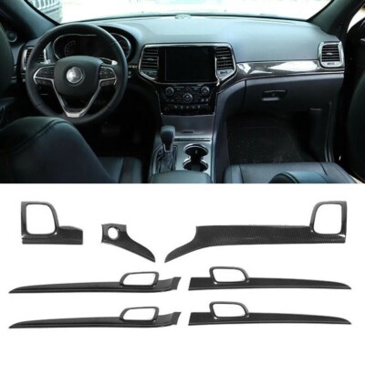 Carbon Fiber Dashboard Panel+Door Handle Cover Trim For Jeep Grand Cherokee 11+