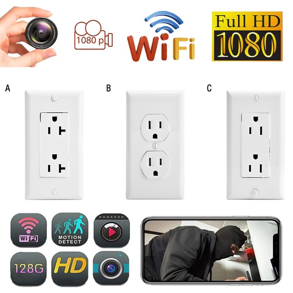 1080P HD WiFi IP Wall AC Outlet Home Security Nanny Camera Audio Video Recorder - Image 18