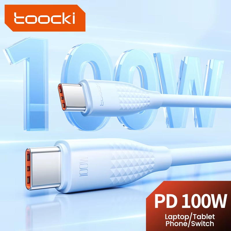 USB Type C to Type C Cable Fast Charging for iPhone 16 15 Macbook iPad 100W 5A U