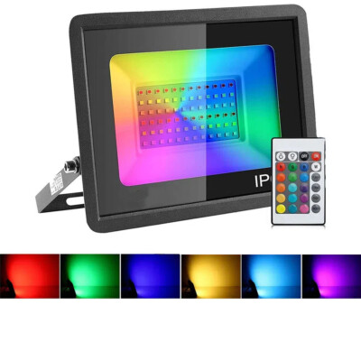30W RGB Color Changing LED Flood Light Outdoor Garden Security Pathway W/ Remote