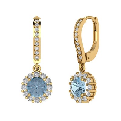 2.24Ct Simulated Blue Drop Dangle Earrings Solid 14K/18K Gold Gift Ideas