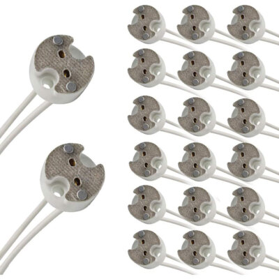 20 PCS MR16,GU5.3,G4 MR11 Bi-Pin Socket base ceramic, Wire 5.9'' US Stock++