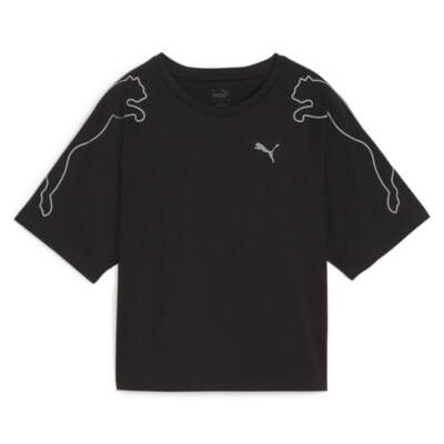 Футболка с круглым вырезом и коротким рукавом с логотипом Puma Motion Cat, женские черные повседневные топы 679