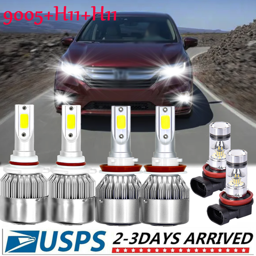 For Honda Odyssey 2011-2020 Combo LED Headlight High Low Beam Fog Light 6*Bulbs