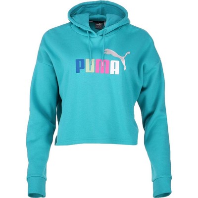 Puma Ess Cropped Logo Pullover Hoodie Женская синяя повседневная верхняя одежда 58686997