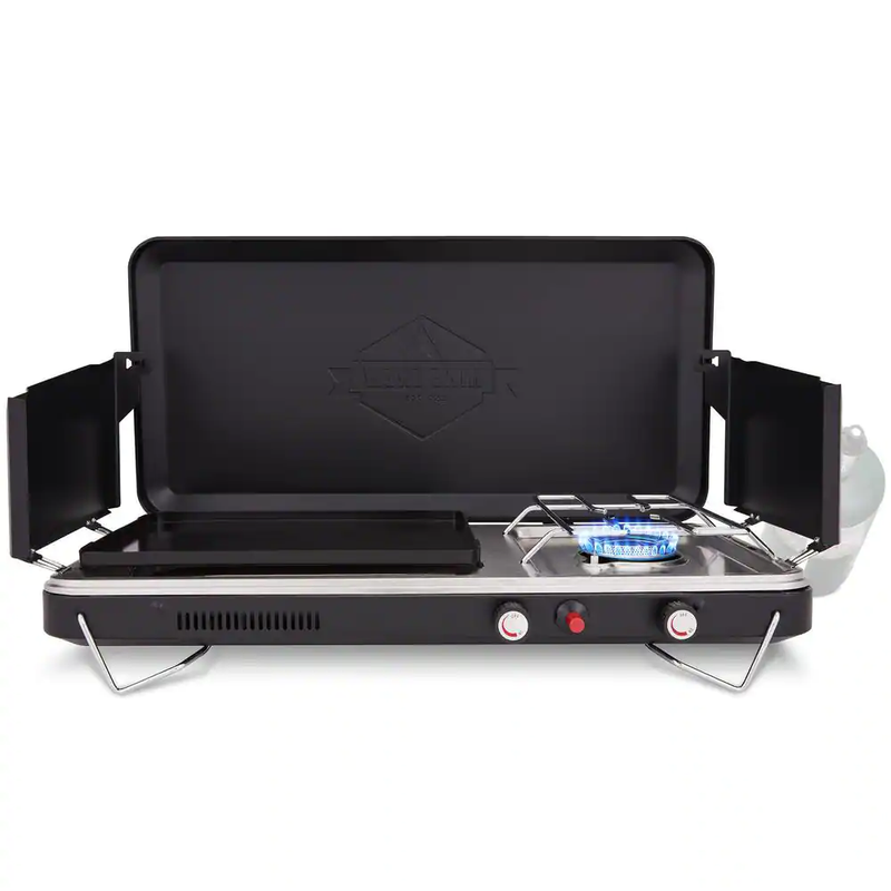 2-In-1 Portable Camping Stove and Propane Gas Grill with Ign