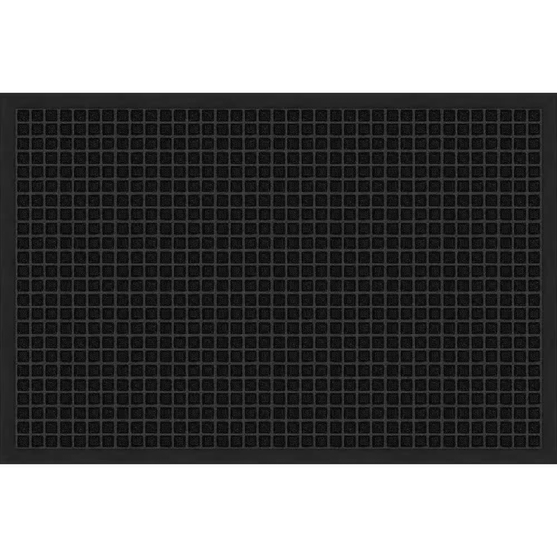 TrafficMaster Door Mat 24x36 Black Embossed Squares Non Slip Indoor Outdoor Rug
