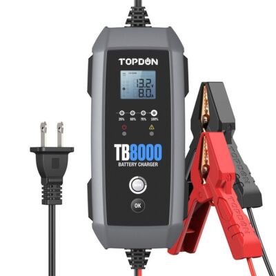 TOPDON TB8000 8A/3A/1A Car Battery Charger Automotive with Voltage Detection US
