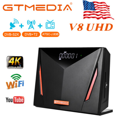 GTMEDIA UHD 4K Satellite Receiver FTA Sat DVB-S/S2/ATSC-C Combo Tuner H.265 PVR