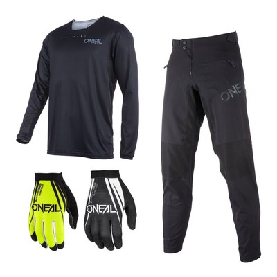 Oneal Trailfinder mountain bike set kit MTB trousers with shirt jersey black