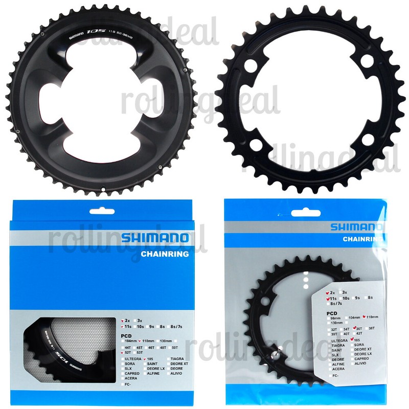 パーツ SHIMANO 105 ST-5800 Black) Shimano 105 FC-5800 52T & 36T MB Outer/Inner Chainrings 11