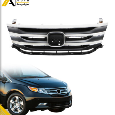 For HONDA Odyssey 2011-2013 Upper Grille W/Chrome Molding Trim Black Grill