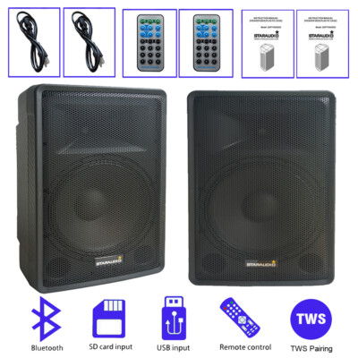 2-Way Powered PA Audio Speaker Pair Audio Stage Karaoke Bluetooth KTV Speakers