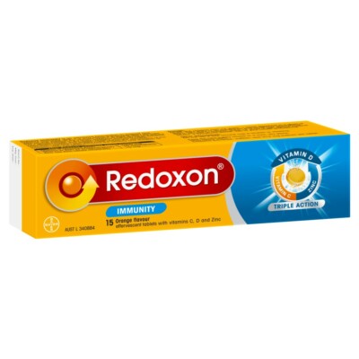 Redoxon  Immunity 15 Effervescent Tablets - Orange Flavour Vitamins C, D & Zinc