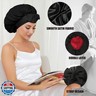 Satin Bonnet for Sleeping Women Silk Sleep Cap Double Layer Hair Care Bonnet with Elastic Tie Band Curly Hair(Black+Black)