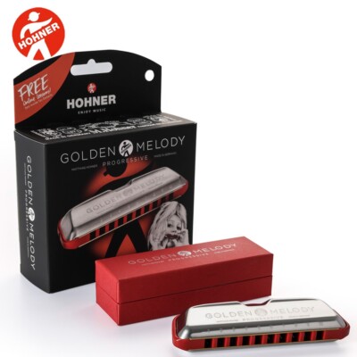 Hohner M544BX-D Progressive Golden Melody 10 Hole Key of D Harmonica