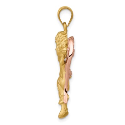 Pre-owned Superdealsforeverything Real 14kt Two-tone Angel Pendant