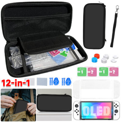 Carrying Case Bag+Shell Cover&Tempered Glass Protector For Nintendo Switch OLED