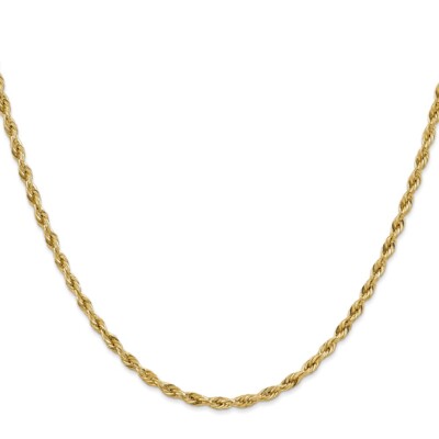 Pre-owned Diamond2deal 14k Yellow Gold 20" 3mm Semi Solid Rope Chain Necklace 3.43g