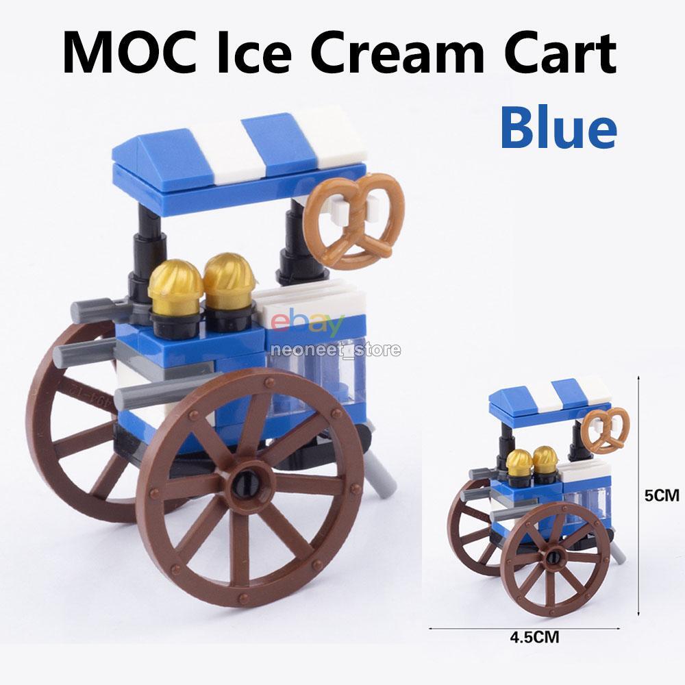 MOC Building Blocks Bricks Street View Pizza Cart Park Mini Custom Figures DIY