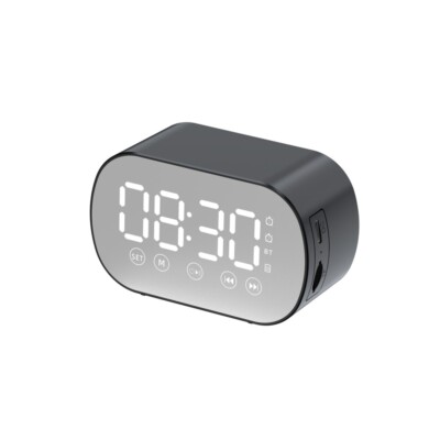 Wireless Bluetooth-Compatible Speaker FM Radio Clock Dual Alarm USB Rechargeable