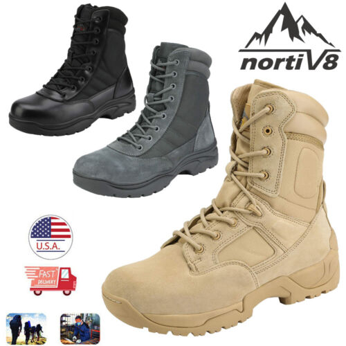 Army Military Leather Motorcycle Combat Hiking Work Shoes