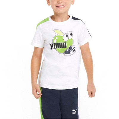 

Футболка Puma Fruitmates с круглым вырезом и короткими рукавами для мальчиков, размер , Casua, Белый, Puma Fruitmates Graphic Crew Neck Short Sleeve TShirt Toddler