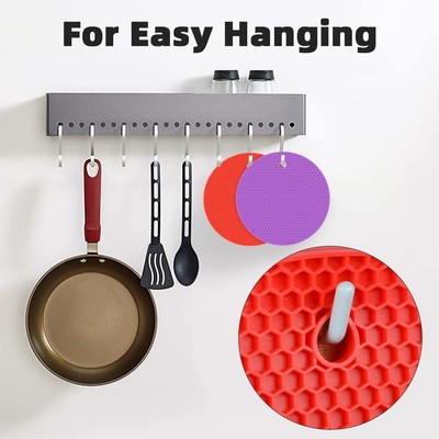 4 Pack Silicone Round Trivet Mats Heat Resistant Pot Holders for Kitchen Counter