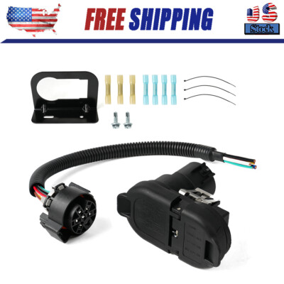 7 Way Trailer Tow Hitch Connector Receptacle Harness Installation Kit
