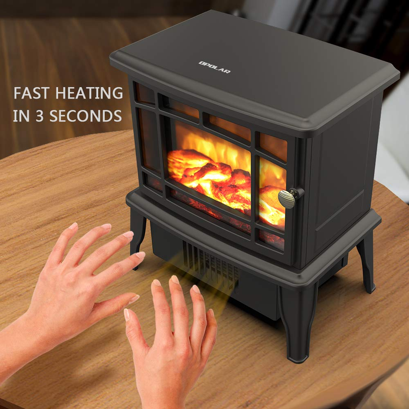 OPOLAR Mini Portable Electric Fireplace Heater, Small Desktop Space with Realist
